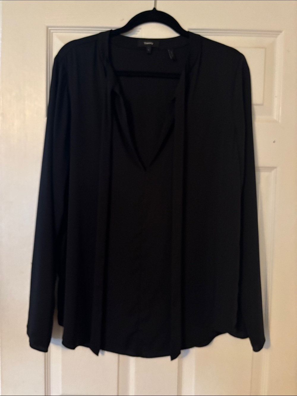 Theory silk Black Women's Long Sleeve Blouse